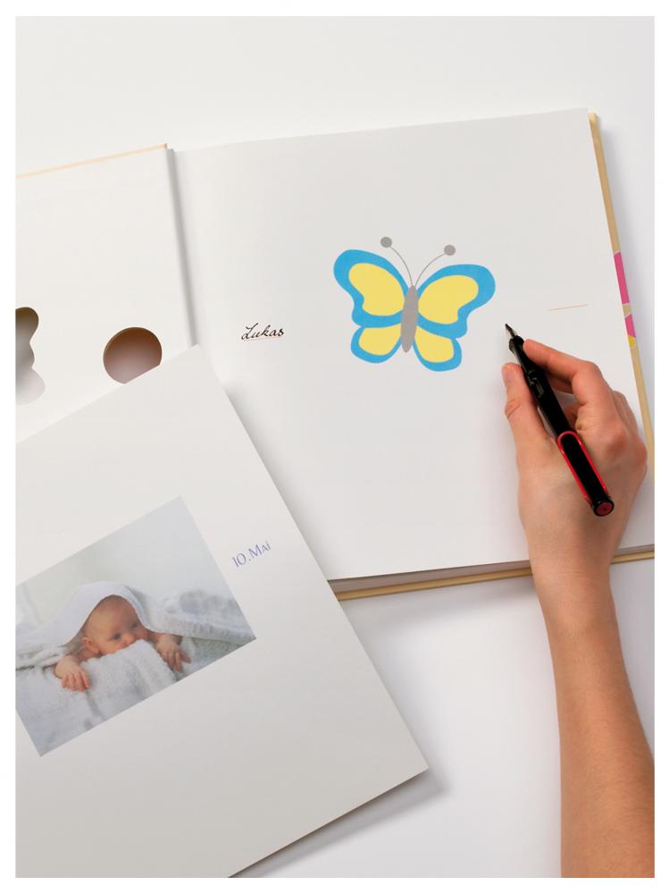 Butterfly Babyalbum - 28x30,5 cm (60 Vita sidor / 30 blad)