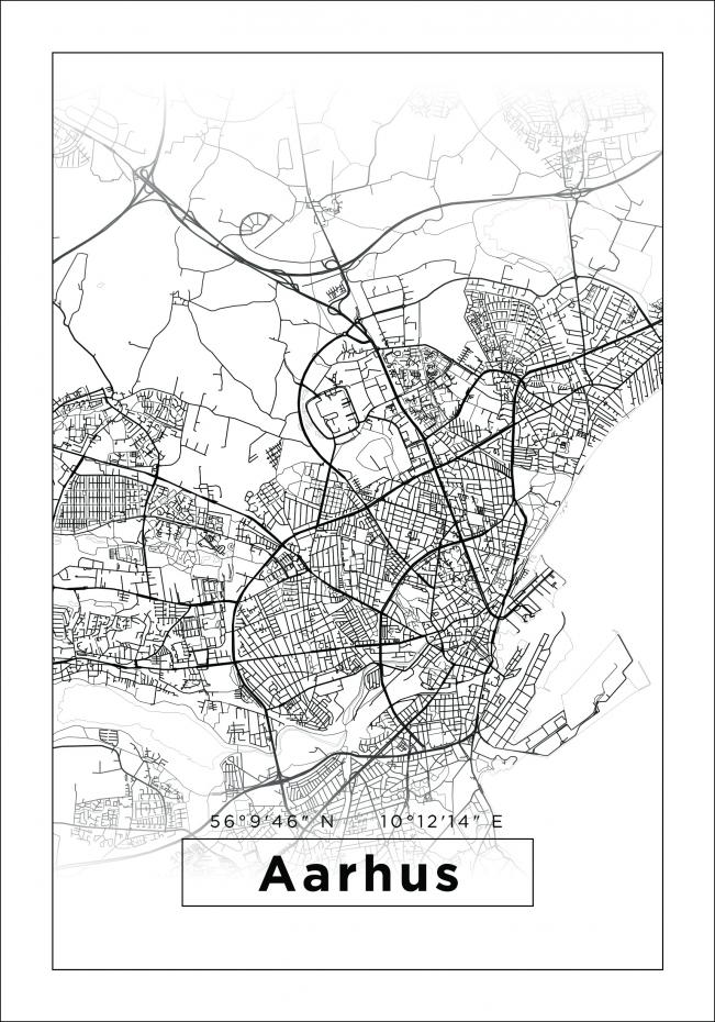 Map - Aarhus - White Poster