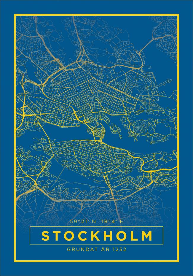 Karta - Stockholm - Bl Poster
