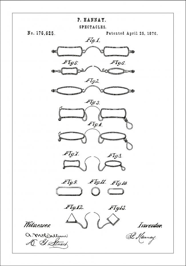Patentritning - Glasgon B - Vit Poster