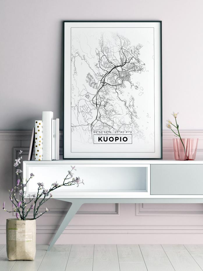 Map - Kuopio - White Poster