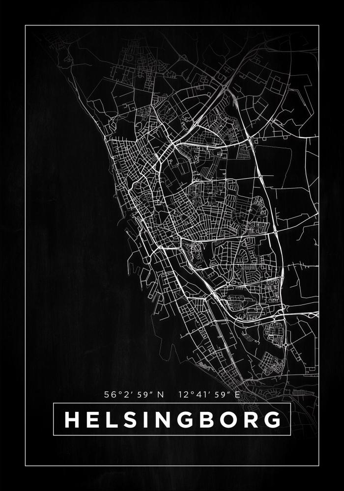 Karta - Helsingborg - Svart Poster