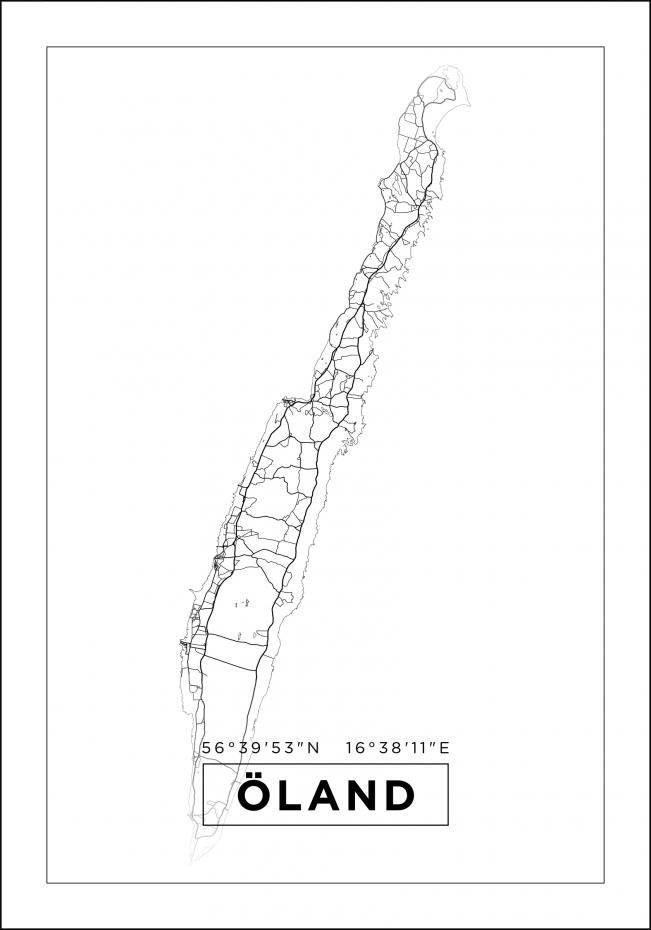 Karta - land - Vit Poster