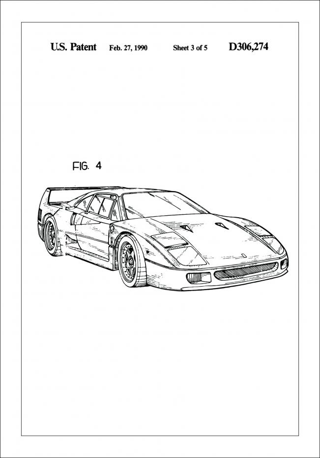 Patentritning - Ferrari F40 II Poster