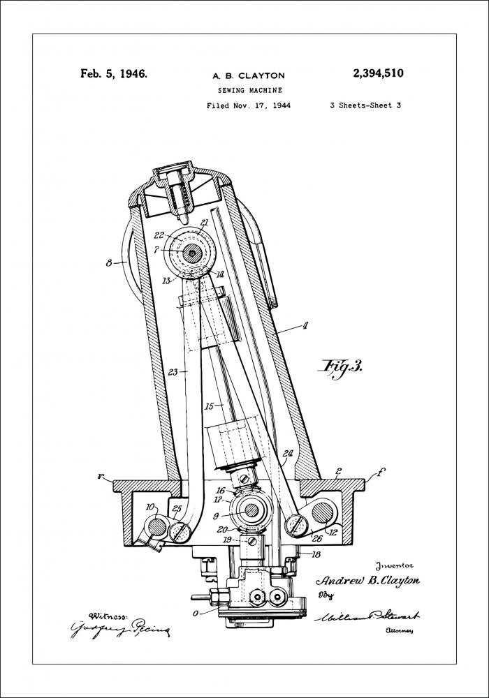 Patentritning - Symaskin III Poster