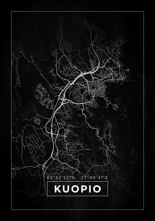 Karta - Kuopio - Svart Poster