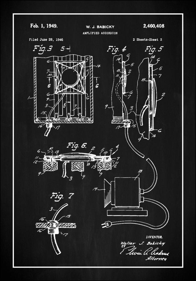 Patent Print - Amplified Accordion II - Black Poster