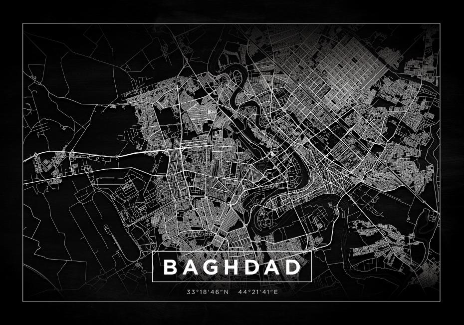 Map - Baghdad - Black Poster