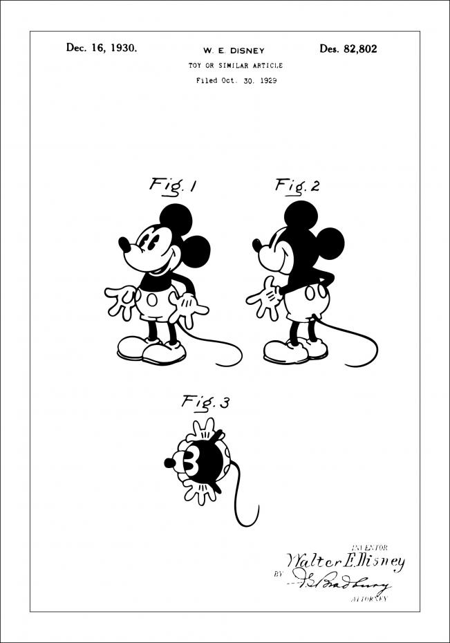 Patentritning - Disney - Musse Pigg Poster