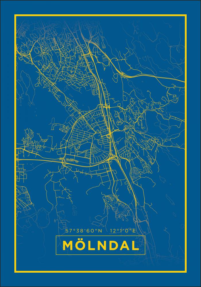 Map - Mlndal - Blue Poster
