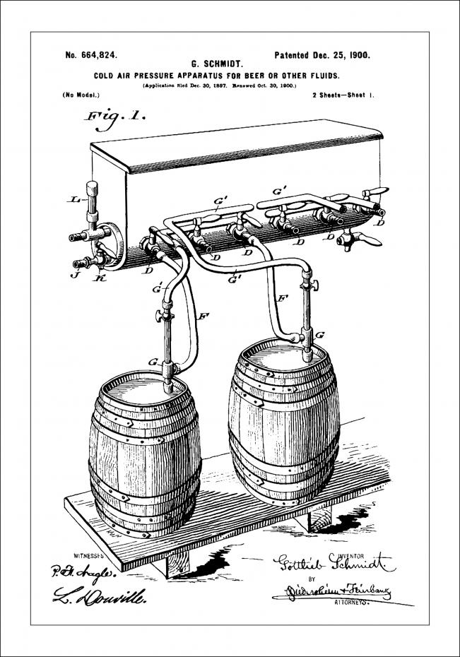 Patent Print - Beer Kegs - White Poster