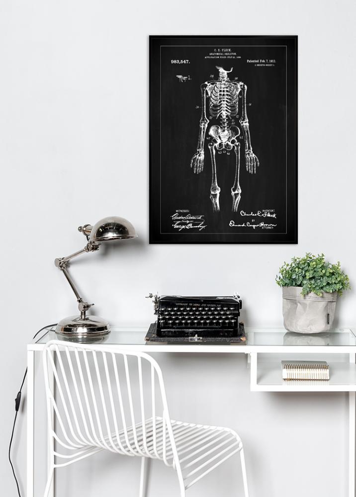 Patentritning - Anatomiskt skelett I - Svart Poster