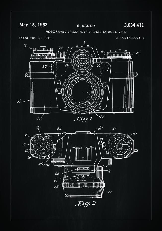 Patentritning - Kamera I - Svart Poster