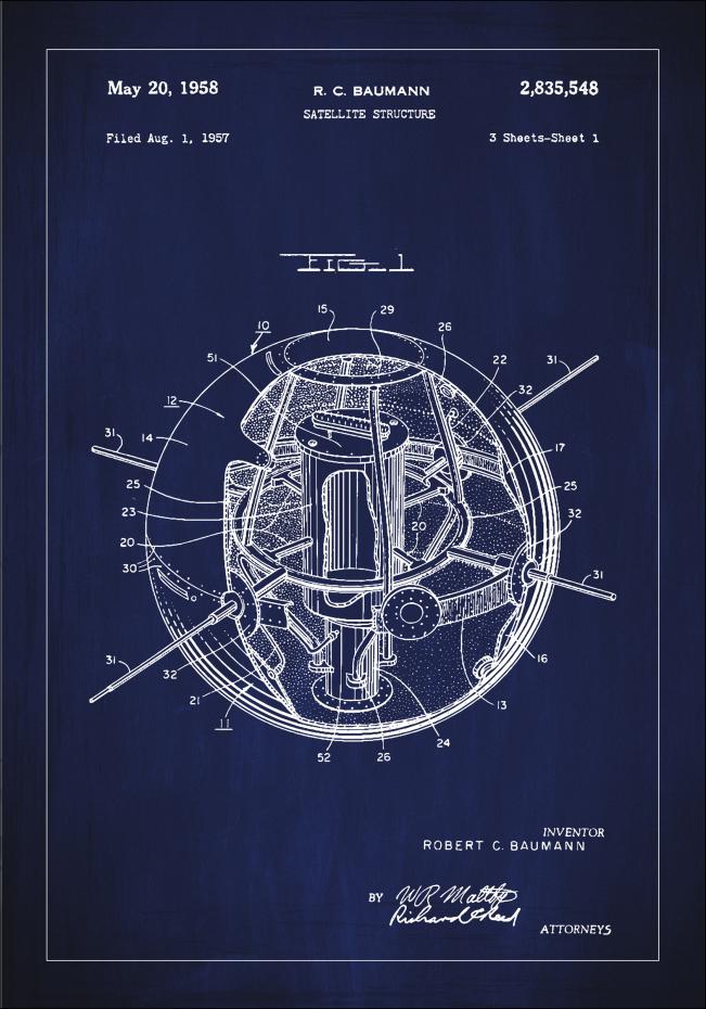 Patentritning - Satellit - Bl Poster