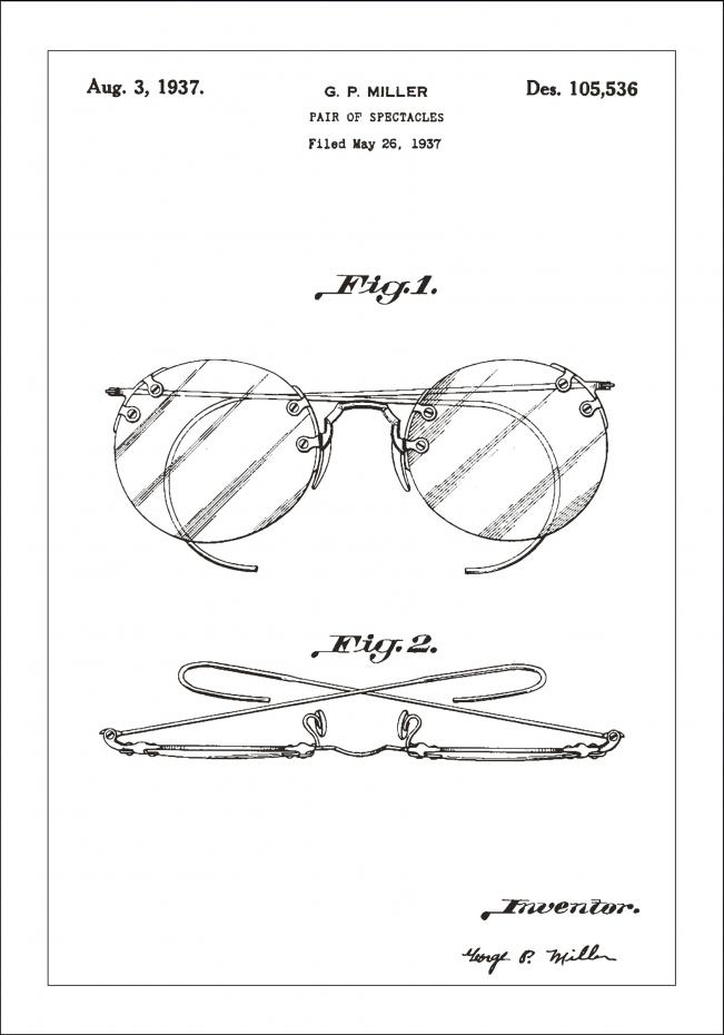 Patentritning - Glasgon A - Vit Poster