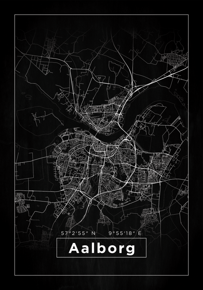 Map - Aalborg - Black Poster