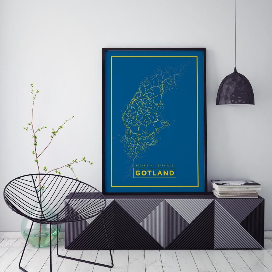 Map - Gotland - Blue Poster