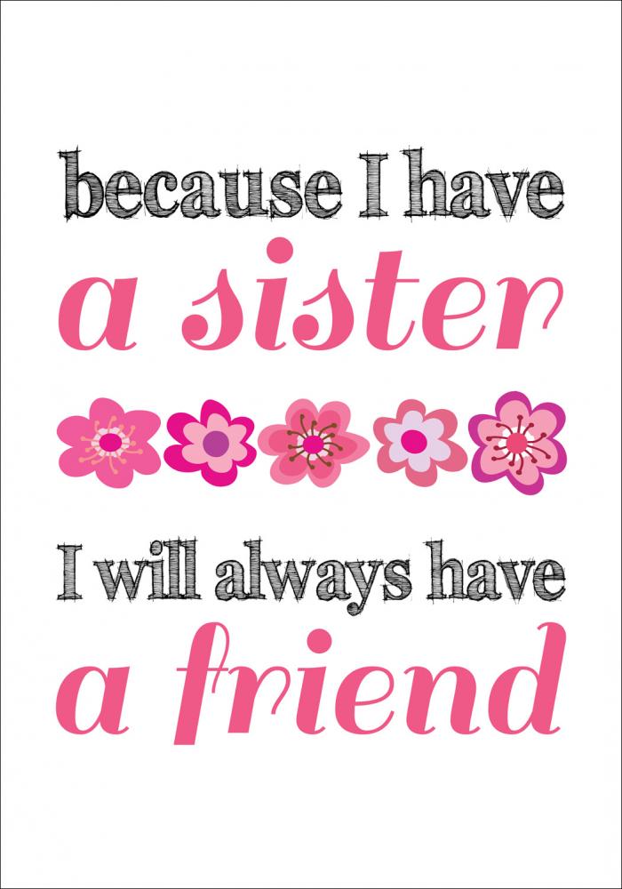Because i have a sister - Rosa-Svart Poster