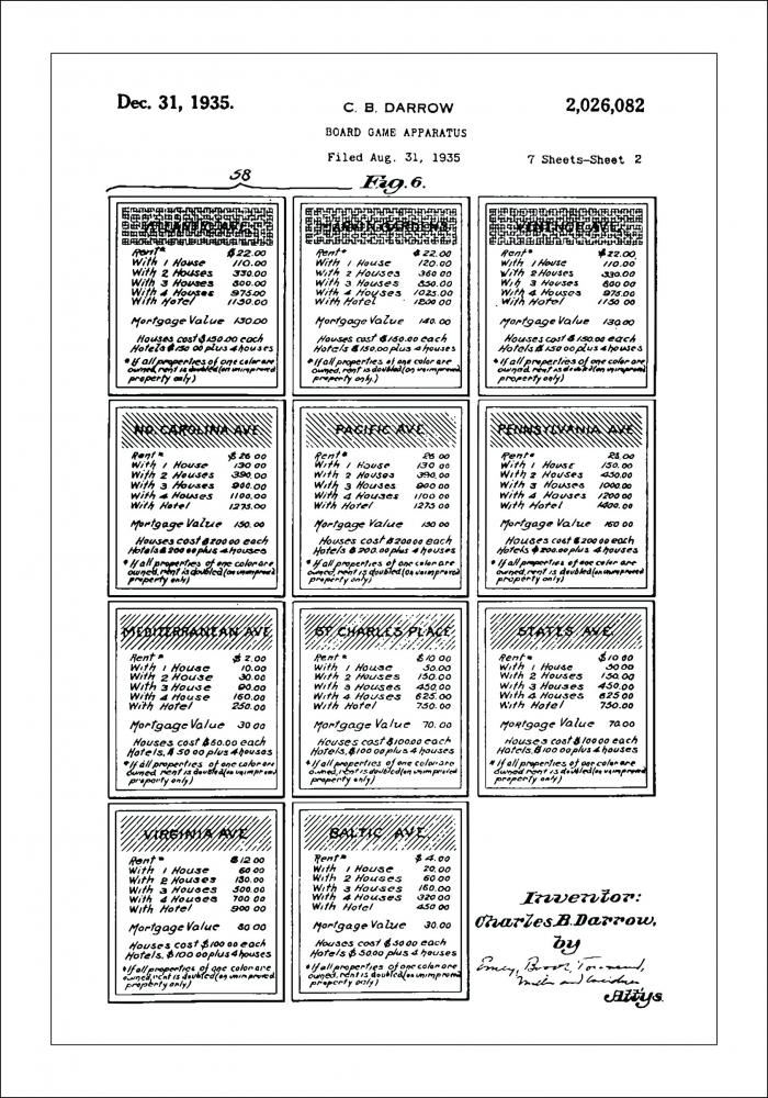 Patentritning - Monopol II Poster