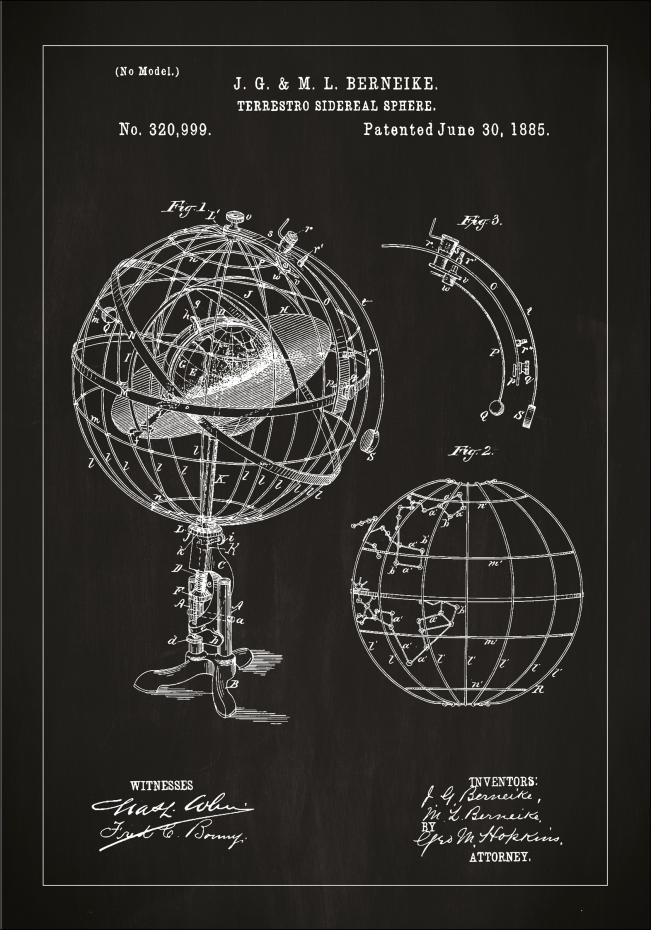 Patentritning - Astronomisk modell - Svart Poster