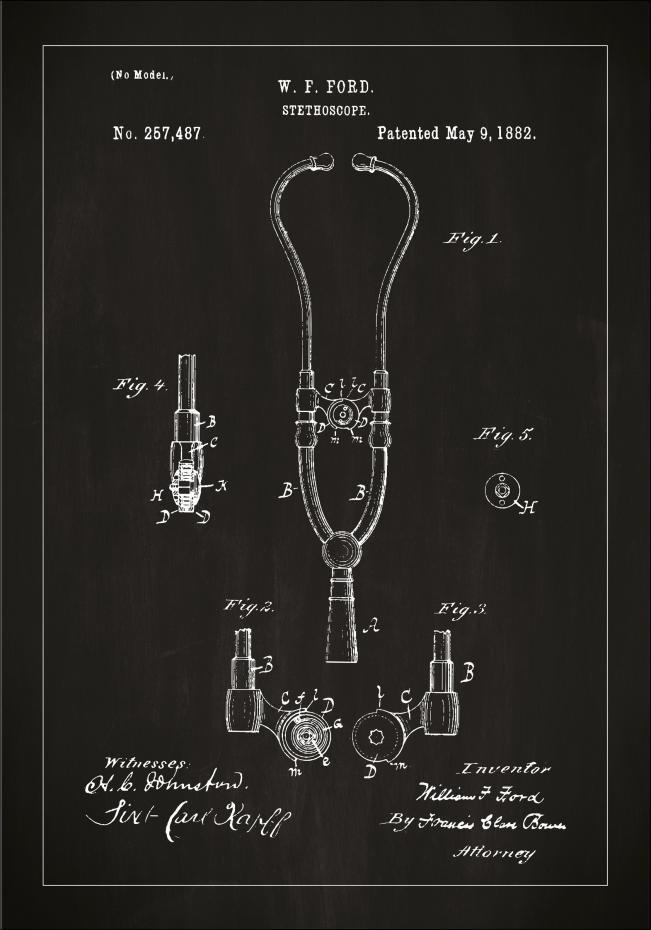 Patentritning - Stetoskop - Svart Poster