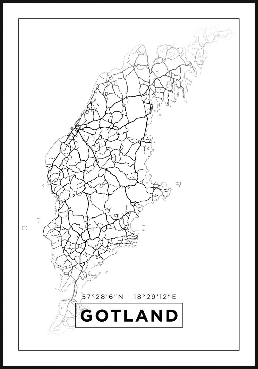 Map - Gotland - White - BGA Fotobutik