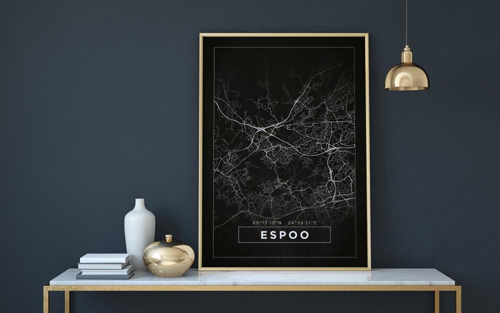 Karta - Espoo - Svart Poster