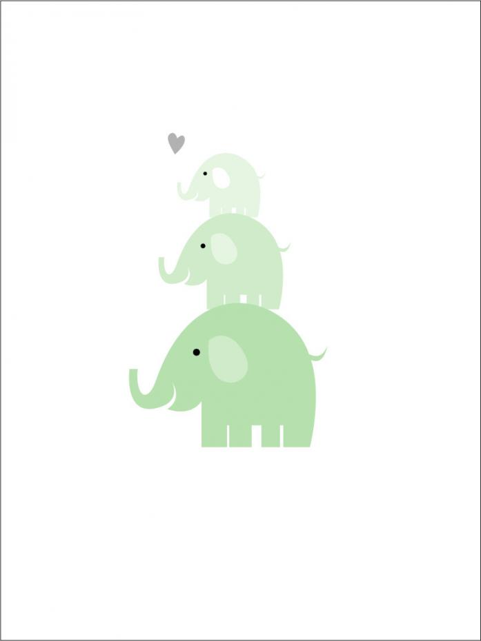 Elefant Triss - Mintgrn Poster