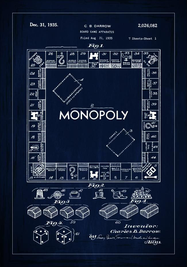Patentritning - Monopol I - Bl Poster