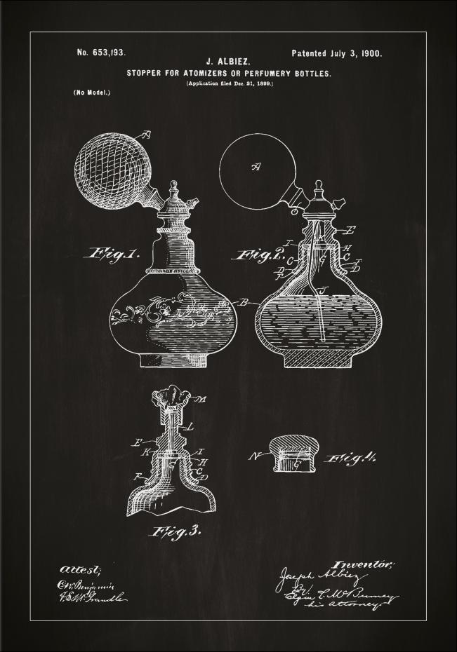 Patentritning - Parfymflaska A - Svart Poster