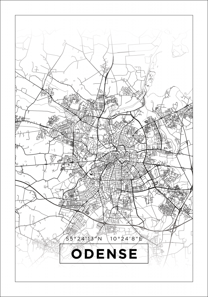 Map - Odense - White Poster