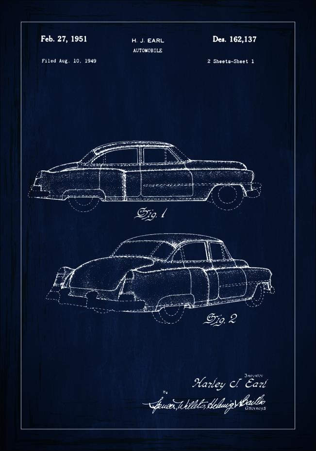 Patentritning - Cadillac I - Bl Poster