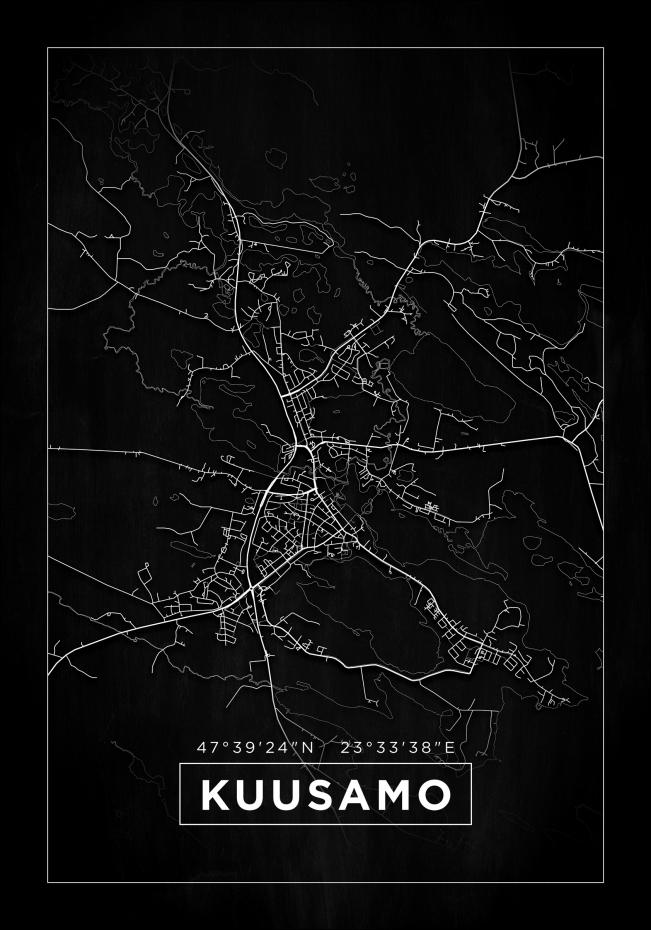 Karta - Kuusamo - Svart Poster