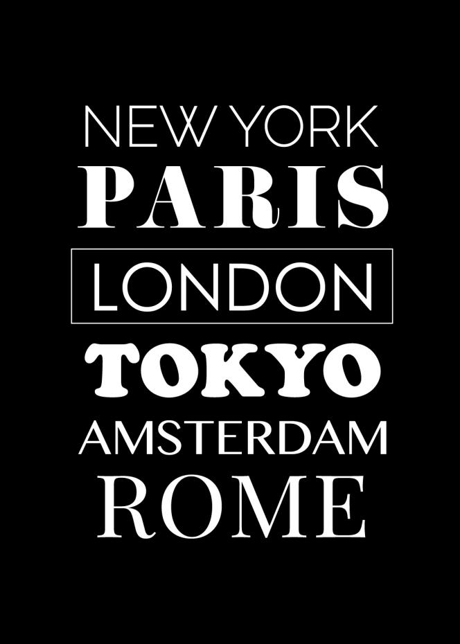 New York - Paris - London - Tokyo - Amsterdam - Rome Poster