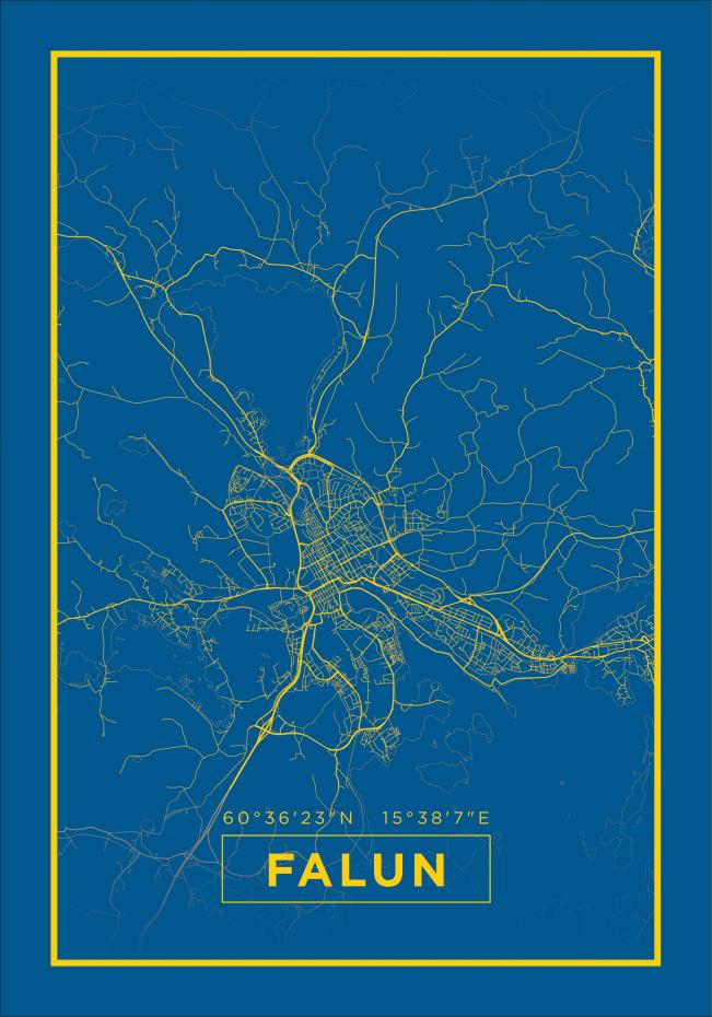 Map - Falun - Blue Poster