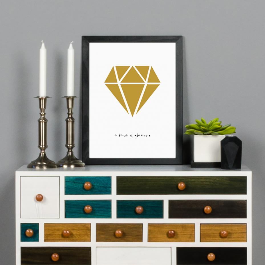 Diamant - Guld Poster
