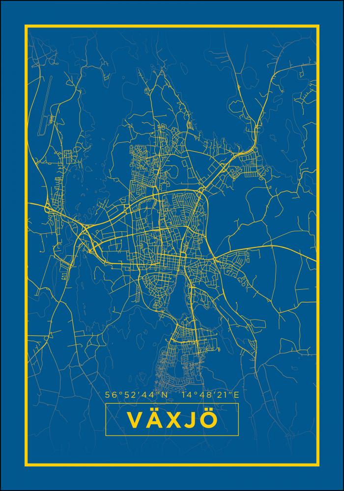 Map - Vxj - Blue Poster