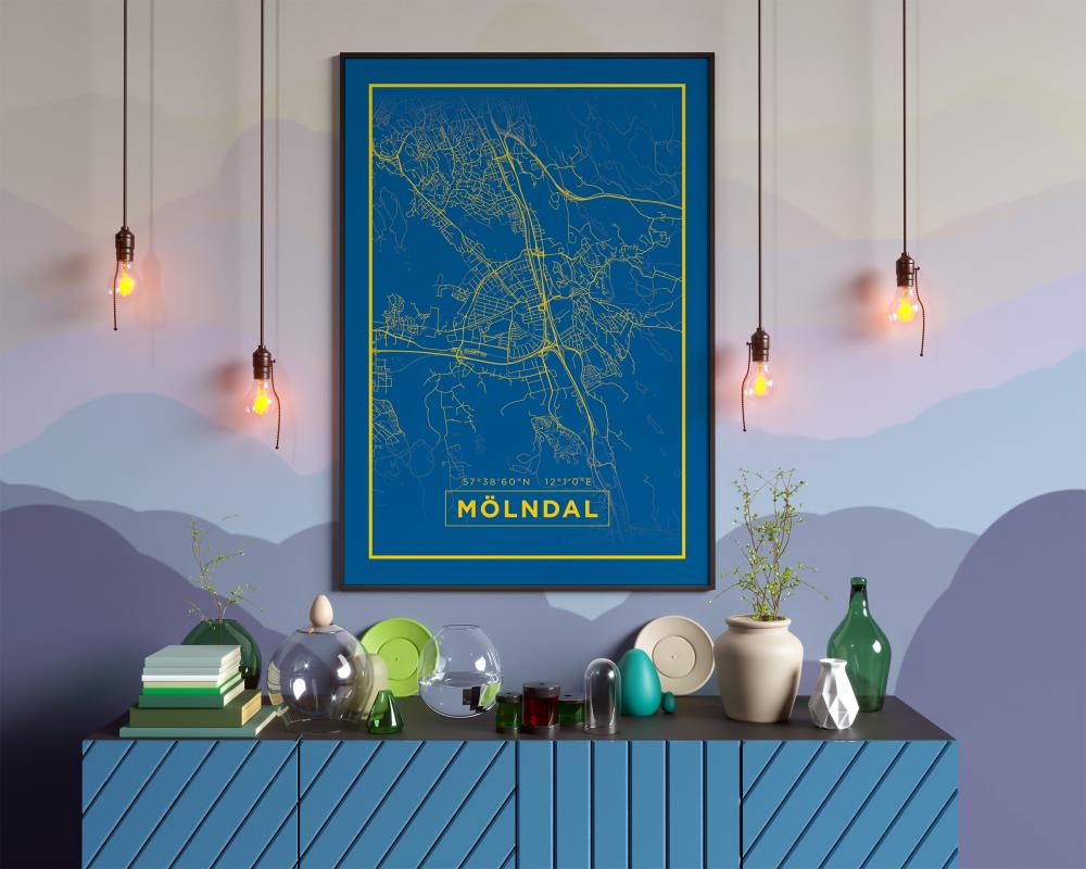 Map - Mlndal - Blue Poster