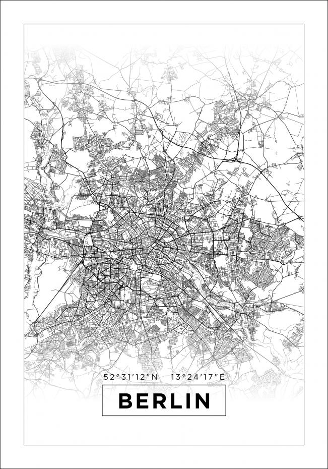 Karta - Berlin - Vit Poster