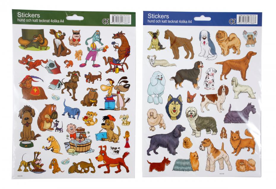 Stickers Hund & Katt 4 Ark (A4)