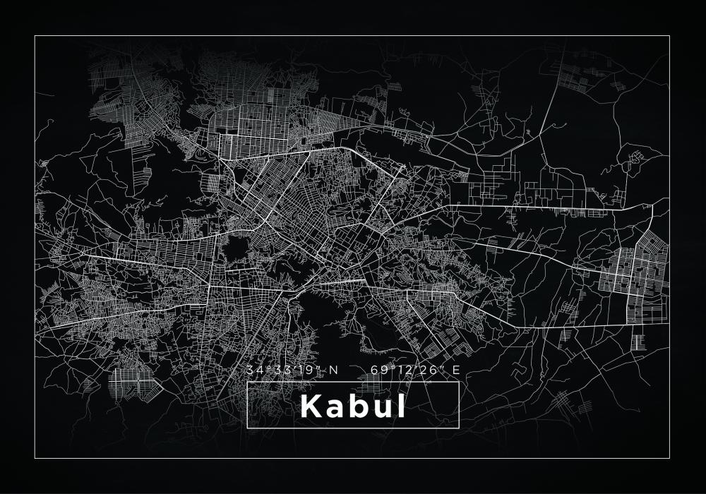 Karta - Kabul - Svart Poster