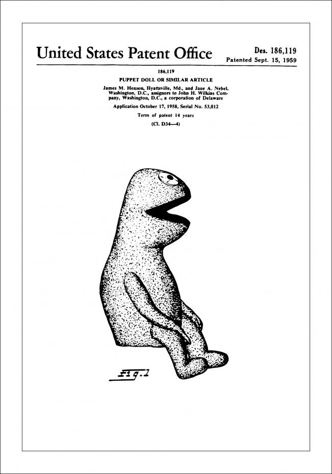 Patentritning - Mupparna - Kermit I Poster