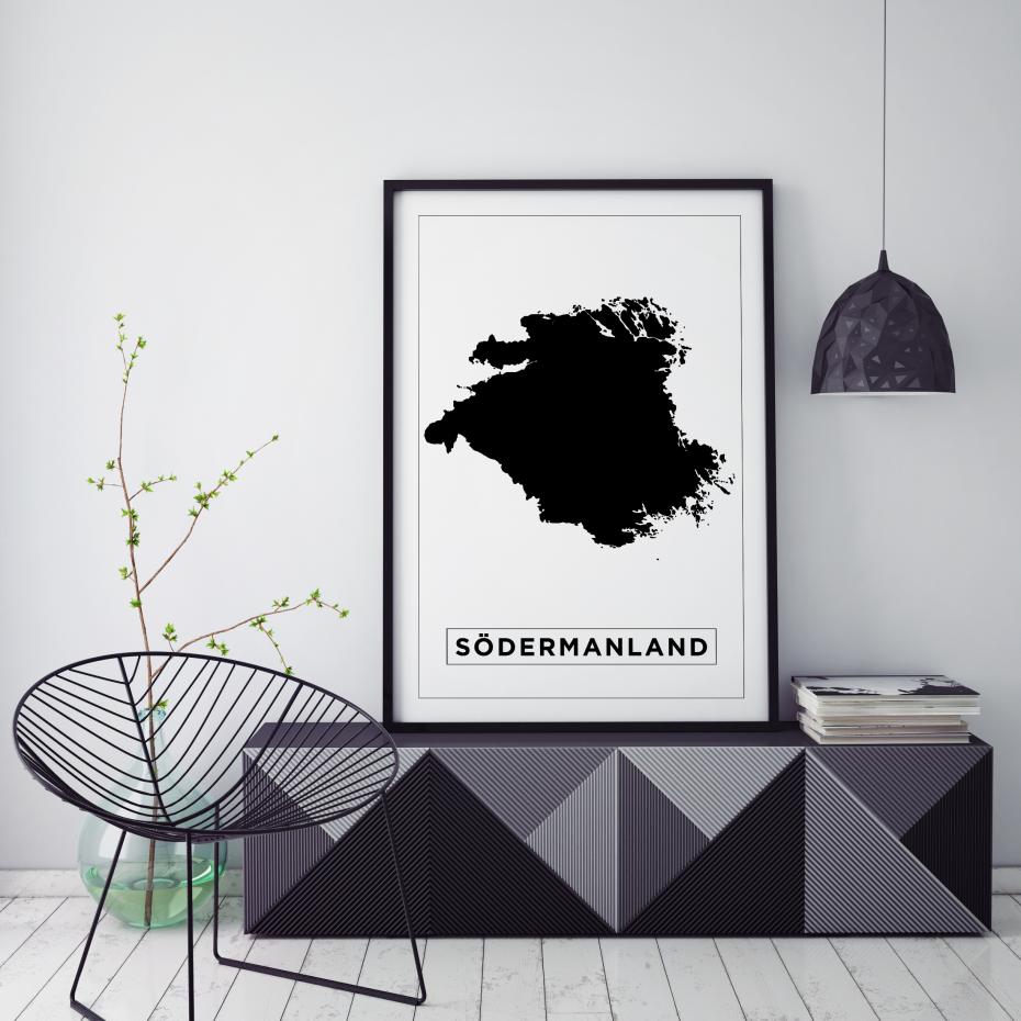 Karta - Sdermanland - Vit Poster
