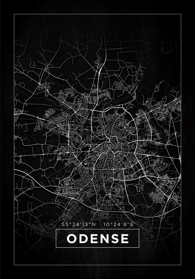 Map - Odense - Black Poster