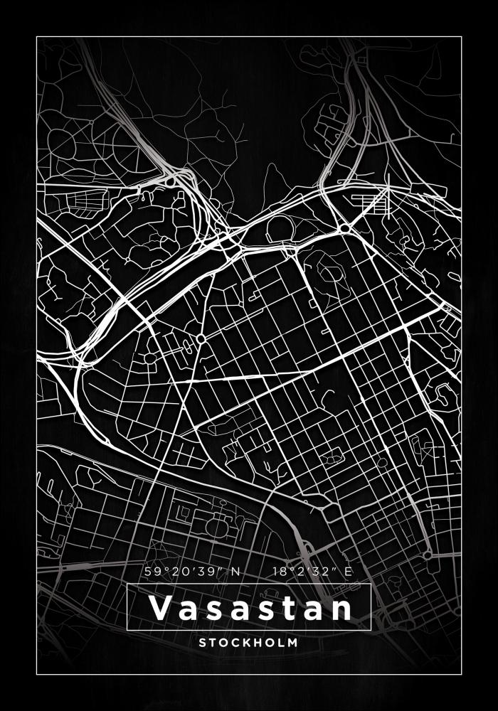 Karta - Vasastan - Svart Poster