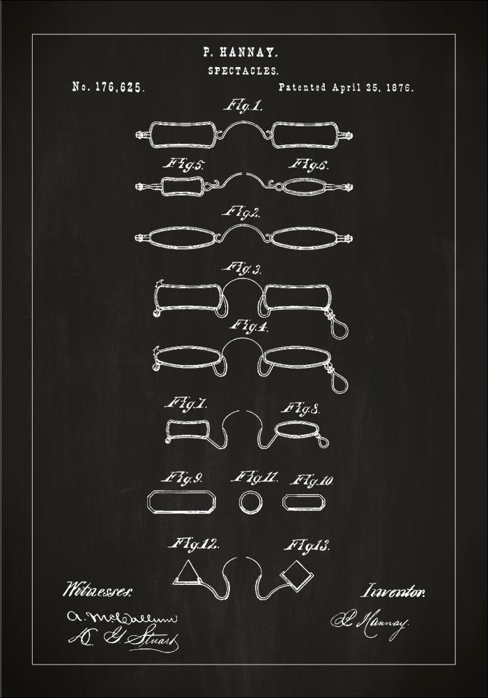 Patentritning - Glasgon B - Svart Poster