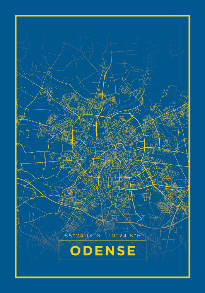 Map - Odense - Blue Poster