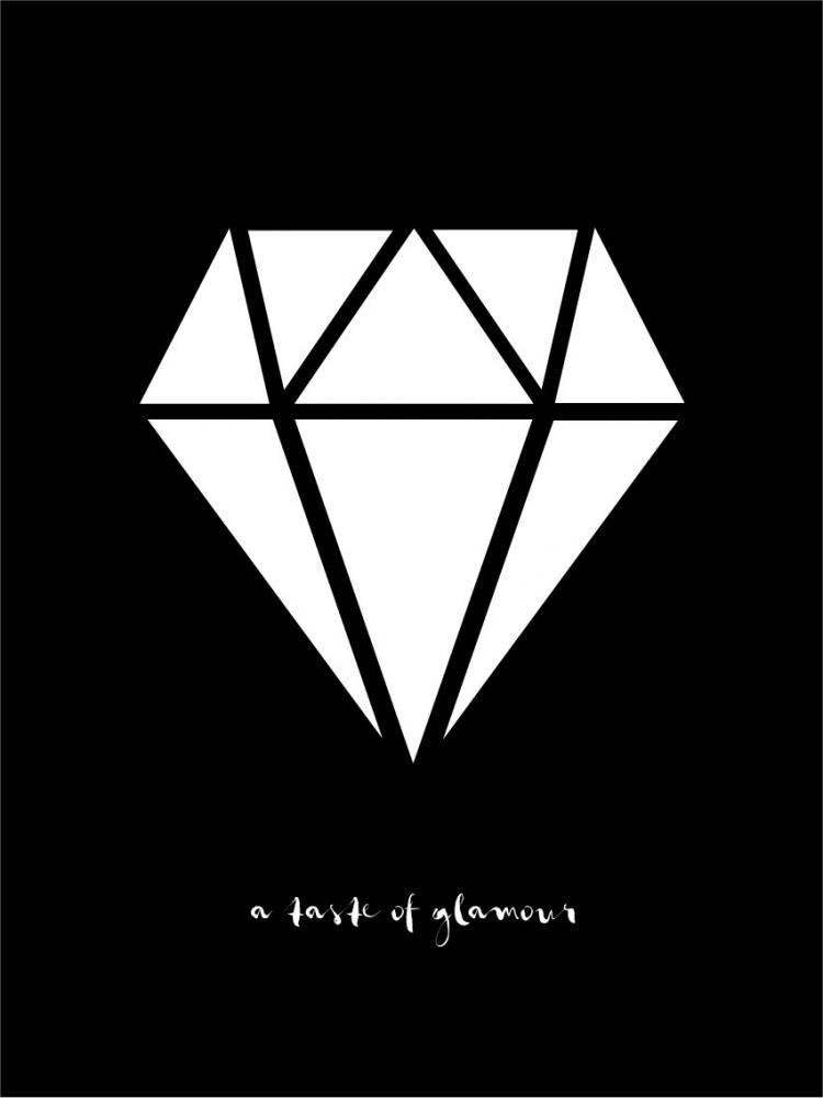 Diamant - Svart med vitt tryck Poster