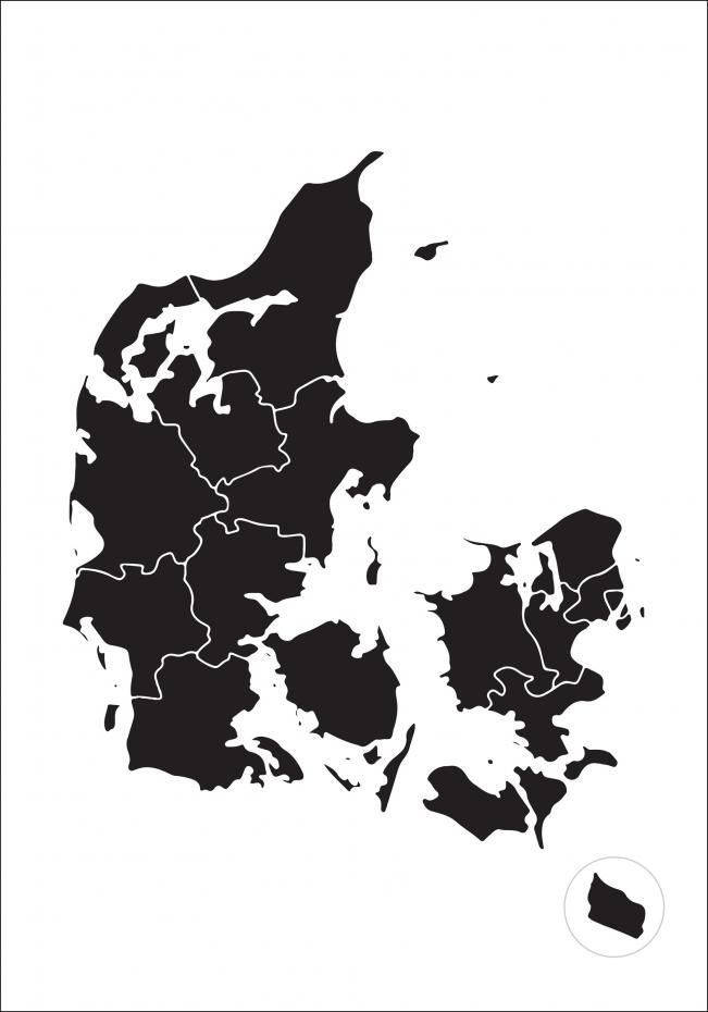 Karta - Danmark - Svart Poster