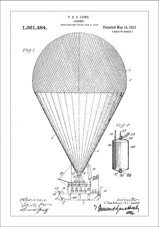 Patentritning - Luftskepp - Vit Poster
